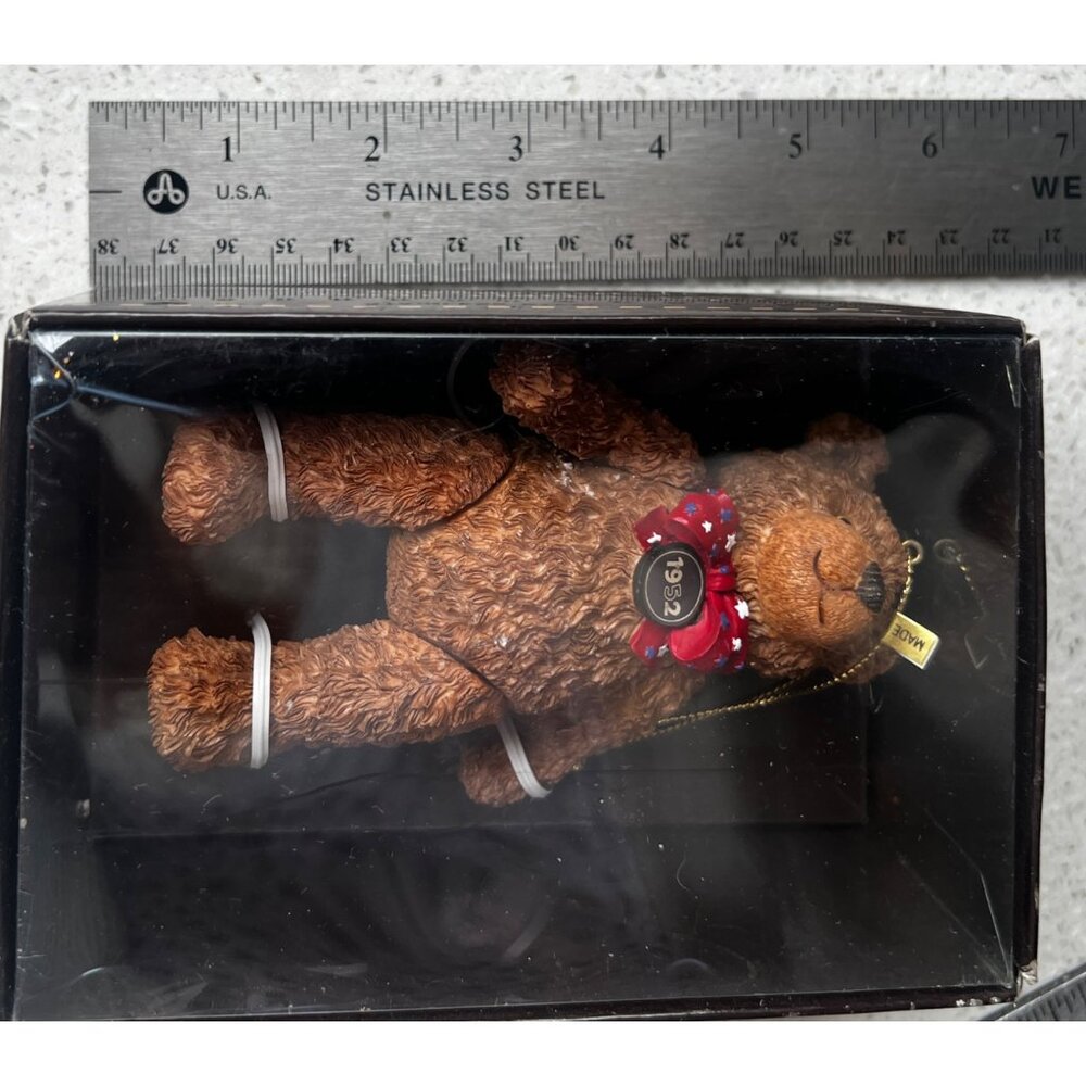 100 Year Anniversary of the Teddy Bear Ornament NIB With Red Bow Tie w Stars - Picture 4 of 10